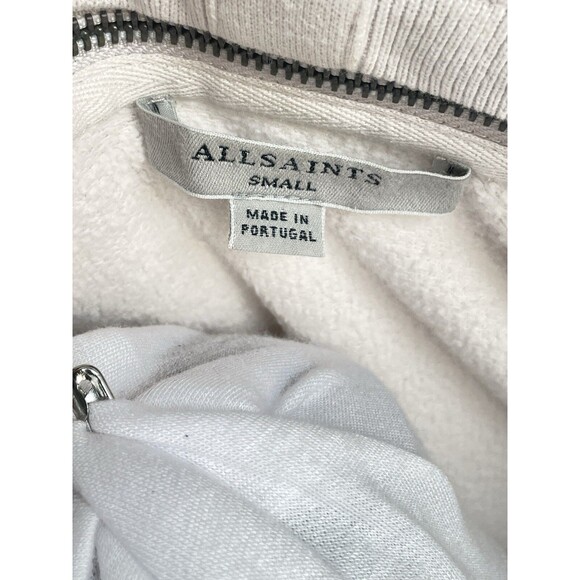 All Saints Nude Zip Drape Waterfall Cardigan S Beige Oversized Terry Jacket - Picture 13 of 15